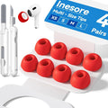 Inesore 4 Pairs Replacement Ear Tips for AirPods Pro 2nd/1st (red) | with Noise Reduction Hole & Built-in dust Guard Screen,Silicone,with Portable Storage Box & Cleaner Pen,4 Size (XS/S/M/L)