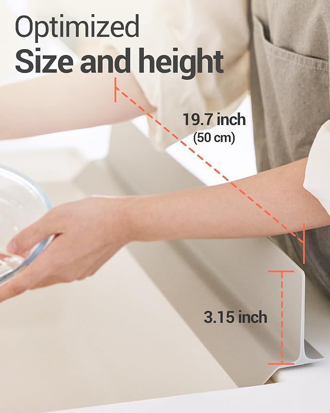 DEARCUS Kitchen Sink Splash Guard 19.7 inches - Soft Silicone Water Shield, Strong Suction Non-Slip, Dishwasher Safe and Easy-to-Clean for Mess-Free Cooking and Dishwashing (Deep Green)