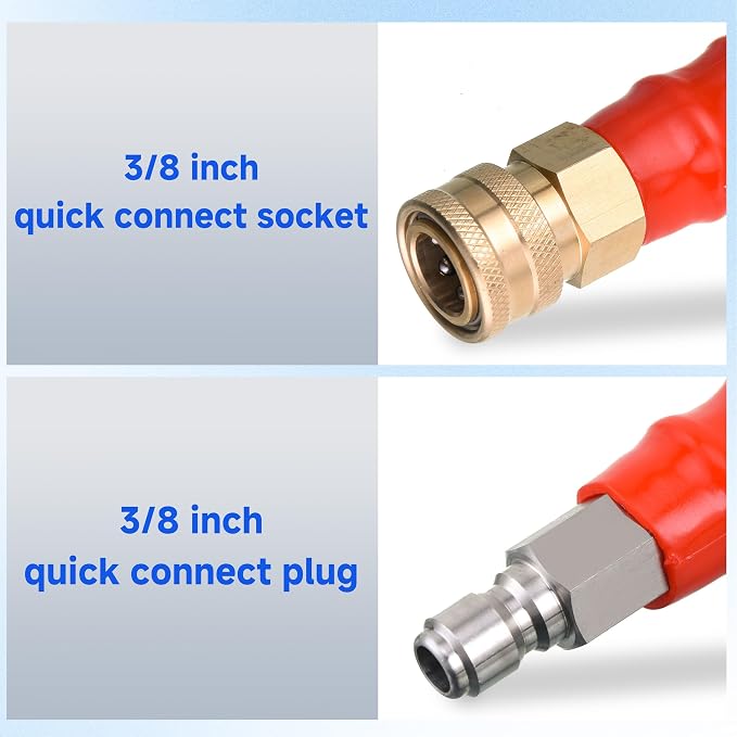 RIDGE WASHER Pressure Washer Hose 50 Feet X 3/8 Inch, 6000 PSI | 2-Wire Steel Braid Hose (R2) for Hot and Cold Water, 3/8 Inch Quick Connect
