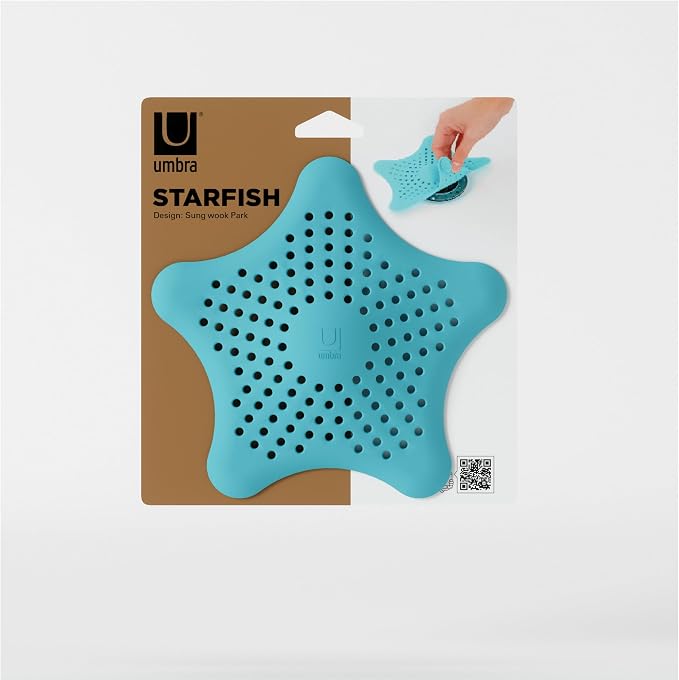 Umbra Starfish Drain Cover/Hair Catcher, Surf Blue (Pack of 3)