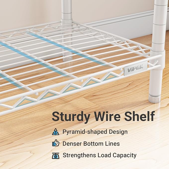 VIPEK V5C Portable Bedroom Armoires Wardrobe Closet with Cover, Heavy Duty Covered Clothes Rack Adjustable Closet Rack, White Metal Clothing Rack with Grey Oxford Fabric Cover, 70.1" Lx17.3 Wx76.4 H