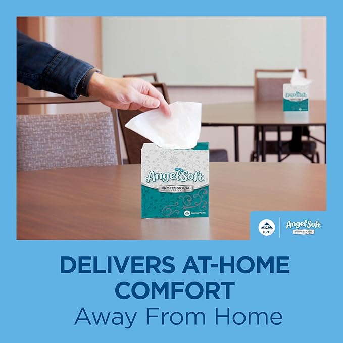 Georgia-Pacific Angel Soft Professional Series 2-Ply Facial Tissue (48580), 100 Sheets Per Box, 30 Tissue Flat Boxes Per Bulk Case