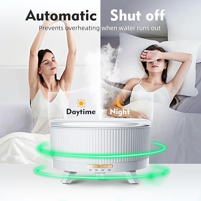 500ml Essential Oil Diffuser, Ultrasonic Aromatherapy Humidifier | with Oils, Remote Control, 7-Color LED Light, Timer & Auto Shut-Off, Cool Mist Diffuser for Home, Bedroom, Office (White)