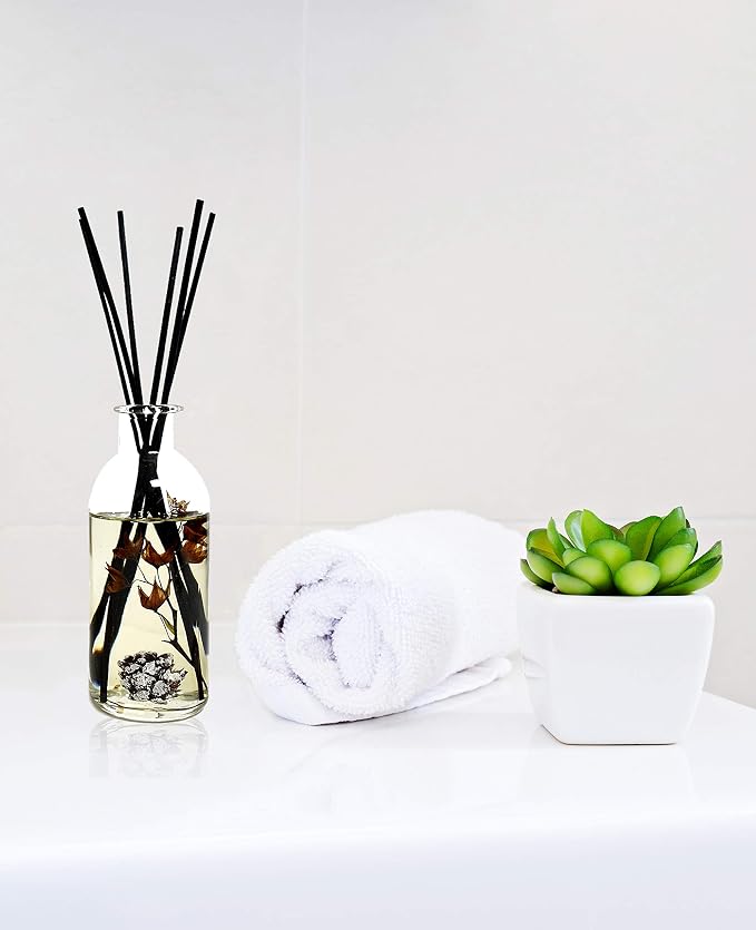 Reed Diffuser Set, Mountain Air - Bathroom Shelf Décor | Scented & Room Freshener, Golden Apples, Birch Wood, Fennel, Pear Eucalyptus, Mint & Aromatic Sage, Decorative Botanicals