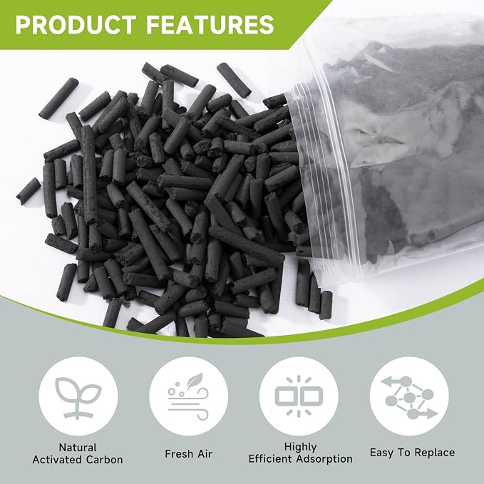 Odor Absorbing Activated Charcoal Filter Refills 2-Pack (2 Lbs) | for Lomi Electric Countertop Composter，12-Month Supply, Replacement Filters for Lomi Smart Waste Kitchen Composter