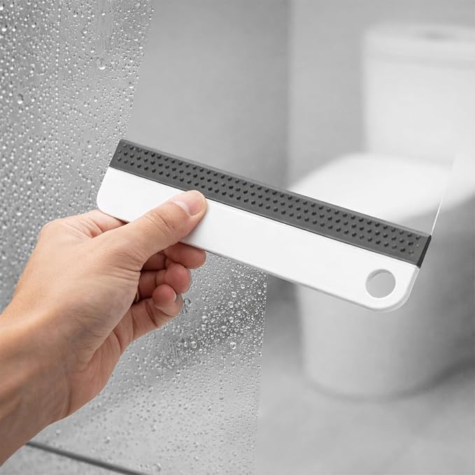 Small Rubber Squeegee 2 Pcs All-Purpose Mini Soft Rubber Window Squeegee Small Squeegees Window Scrubber Scraper for Kitchens Bathroom Shower Mirrors Car Windshield （Gray, Blue）