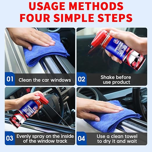 Glodway Automotive Window Door Seal,Silicone Seal Lubricants,Track Lube for Electric Windows,Noise Reduction with Smart Straw Sprays 2 Ways,10 OZ (Pack of 2)
