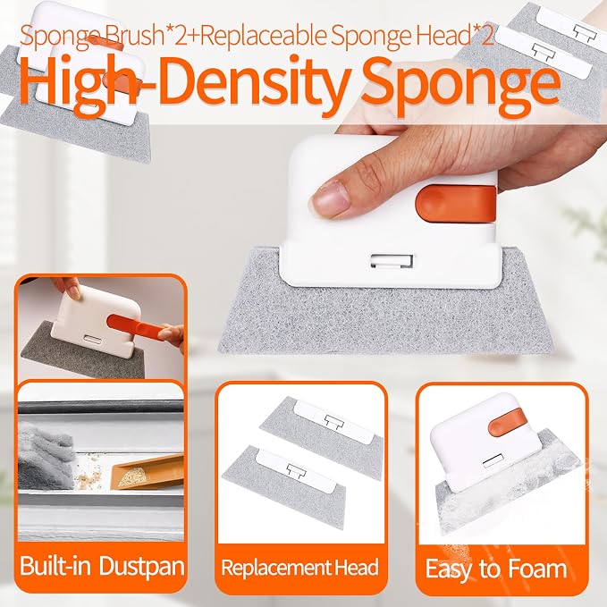 11PCS Window Track Cleaning Tool - Deep Clean Groove Gap Cleaning Brush Kit | for Window/Door Tracks, Sill, Tile, Kitchen, Bathroom