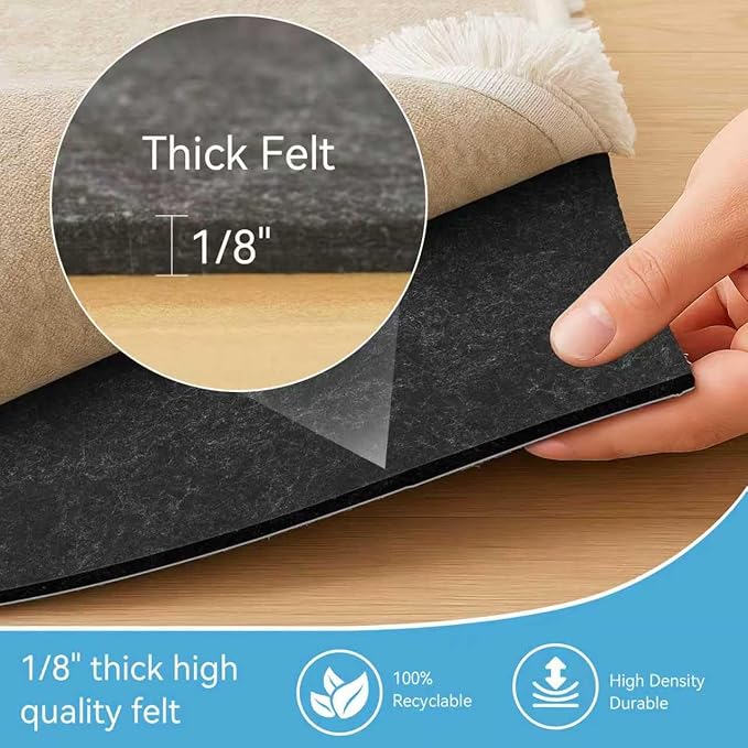 Warmstar 4x6 FT Non Slip Rug Pad,100% Waterproof Felt Rug Pad for Hardwood Floors,1/8” Thick Soft Carpet Pad with Natural Rubber Backing,Secure Grip & Floor Protection