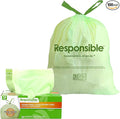 Responsible Products Kitchen Bin Liners, Certified Compostable, Heavy Duty Multipurpose Food Scrap Bags, Made from Compostable Materials (13 Gallon Drawstring, 13 Gallon (24 Count))