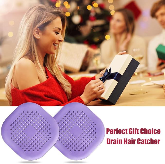 Bovinde Hair Drain Catcher,Square Cover for Shower 2 Pack (Purple) | Drainer Cover Silicone Hair Stopper with Suction Cups,Protector Accessories,Easy to Install Suit for Bathroom,Bathtub,Sink