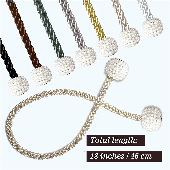 Hion Magnetic Curtain Tiebacks Gray Blue 2pcs, Curtain Tiebacks Buckles Holdbacks Holders Hooks Clip for Home Bedroom Office Decorative Curtain