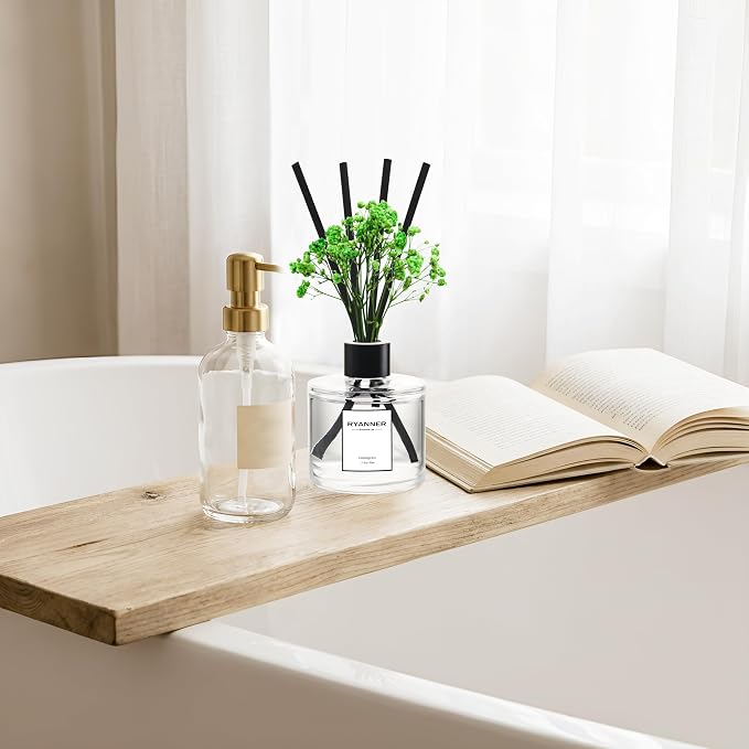 Reed Diffuser Set of 3 Pack,Lavender Eucalyptus/White Jasmine/Lemongrass Scented Oil Diffuser with 24 Sticks(1.7 fl oz Each Pack),Air Freshener for Bedroom Bathroom Office | Shelf Decor