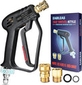 Short Pressure Washer Gun with Swivel, 4000 PSI Power Washer Gun, M22 14mm/15mm & 3/8" QC Inlet, 1/4" Quick Connect for Foam Cannon, Car Wash, Patio & Driveway