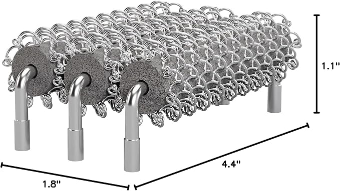 Replacement Brush Head for Bristle Free Grill Brush Compatible with HOUSE AGAIN Grill Cleaner,304 Stainless Steel Mesh+Safe Silicone Sponge Spinning Design Full-Angle Clean,Sturdy/Heat Resistant-3pcs