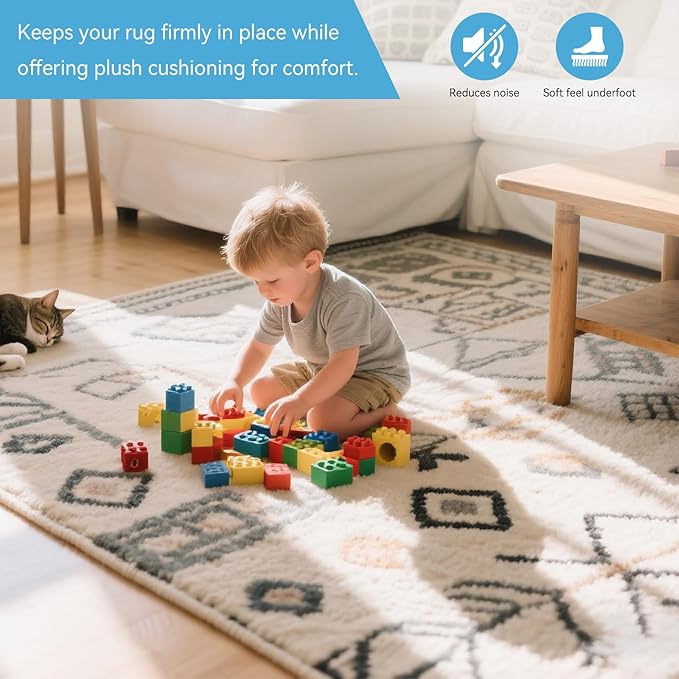 Warmstar 2x6 FT Non Slip Rug Pad,100% Waterproof Felt Rug Pad for Hardwood Floors,1/2” Thick Soft Carpet Pad with Natural Rubber Backing, Secure Grip & Floor Protection