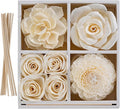 Flower Reed Diffuser Sola Wood Flowers Natural Material Aromatherapy Reed Decorative Aromatherapy Flower Refill Diffuser Reeds, 7Pcs Flower, 7Pcs Rope, 8 Pcs Diffuser Rattan (2-3.5 Inches, White)