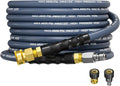 3/8" 4800PSI Pressure Washer Hose 25FT with Swivel Quick Connect for Cold/Hot Water Max 248°F, Kink Resistant Steel Wire Braided, Wear Resistant Power Washer Hose with M22 14mm Adapter