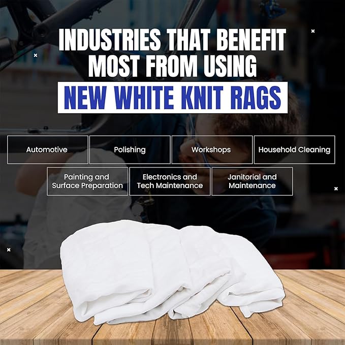 Premium White T-Shirt Cleaning Rags (5 lbs. Box) – White Cotton Rags for Cleaning, Staining, Painting, Oil, Grease & Dust Removal – Shop Rags Bulk for Multipurpose use