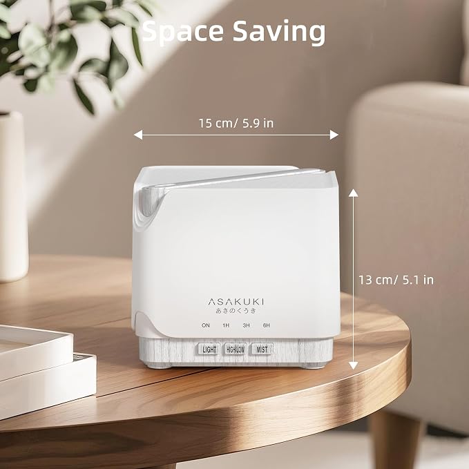 ASAKUKI Essential Oil Diffuser for Home Large 700 ml Humidifier | Automatic Shut-Off, Quiet Aromatherapy Diffuser with 7 LED Lights for Living Room, Kitchen, Bedroom, Hotel - White