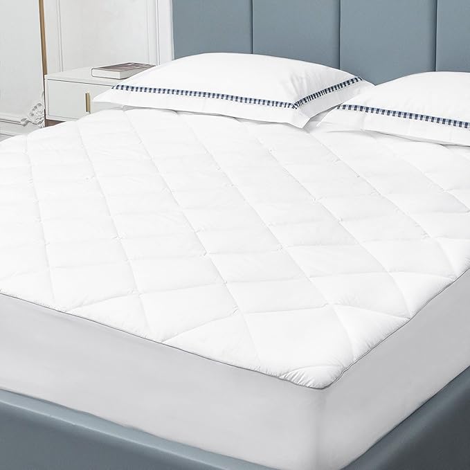 Sunflower Queen Mattress Pad Cover, Cotton Mattress Cover Hypoallergenic, Extra Deep Pocket 18"-22" Quilted Mattress Protector Queen Size Thin Version, Soft Breathable and Noiseless