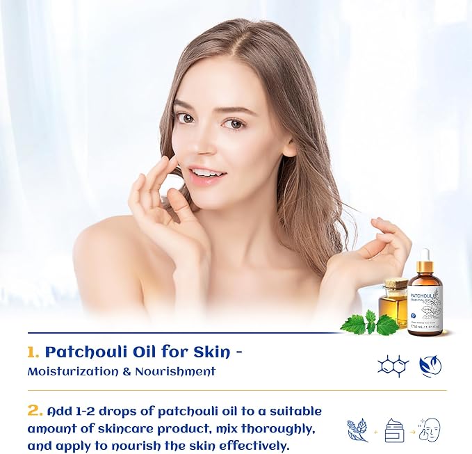 HIQILI Patchouli Essential Oil for Diffuser, Skin & Perfume | For aromatherapy use and ideal gift choice – 30mL / 1.01 fl.oz