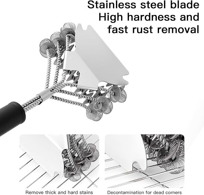 Grill Brush and Scraper Bristle Free Safe BBQ Brush for Grill Stainless Grill Grate Cleaner Safe Grill Accessories for Porcelain/Weber Gas/Charcoal Grill Gifts for Grill Wizard/Men/Dad