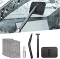Car Windshield Cleaning Tool, Vehicle Window Glass Cleaner with 4 Reusable Microfiber Pads & Extendable Handle, Automotive Interior Windscreen Wash Kit, Universal for Most Vehicles