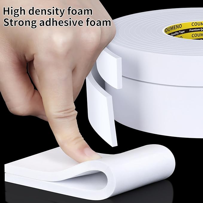 EVA Single-Sided Adhesive White Foam Tape, Single-Sided Sealing Strip Foam Pad Sponge Tape Window Weatherproof, Self-Adhesive Insulation Sealing Tape (White) 1.2inX9.84FT