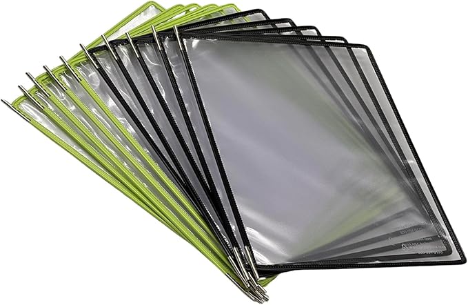 Tarifold Wall Mount Reference System, 10 Pockets, Expandable, Black | 10 double-sided PVC pockets hold 20 letter-size sheets, sturdy wall-mount bracket, snap-on index tabs, easy to install
