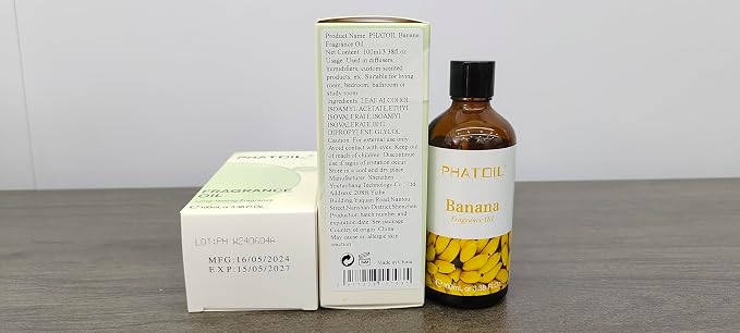 PHATOIL Banana Fragrance Oil for Diffuser Aromatherapy 3.38FL.OZ | Long Lasting Scented Oils For Humidifier, Air Freshener, DIY Soap Candle, Scent Project Making, Aroma Oil for Home Freshening