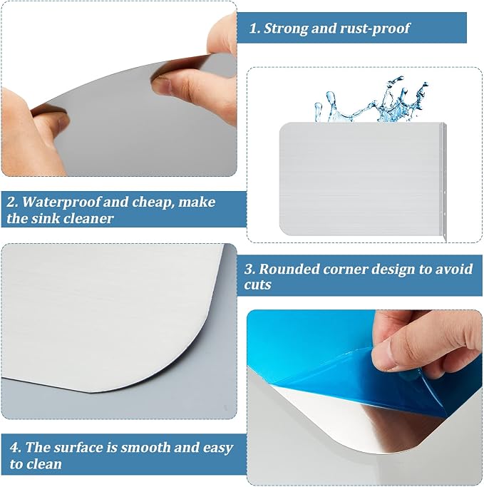Amylove 20 x 12 Inch Stainless Steel Splash Guard Stainless Steel Wall Mount Guard with Screws for Bathroom Sink Side Sink Splash Prep Sinks Protector for Commercial Kitchen Restaurant
