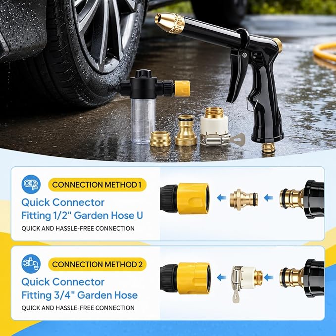 2026 New Pressure Washer Wand for Garden Hose with 3 Adjustable Jet Nozzles, 360° Rotating Design for Car Washing, Patio, Outdoor Cleaning (1 Set)