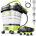 Portable Foldable Max 72 PSI Hand Sprayer | Cordless, 2000mAh Lithium Battery, 4-in-1 Nozzle, 12L Collapsible Bucket, For Outdoor Cleaning, Camping, Gardening