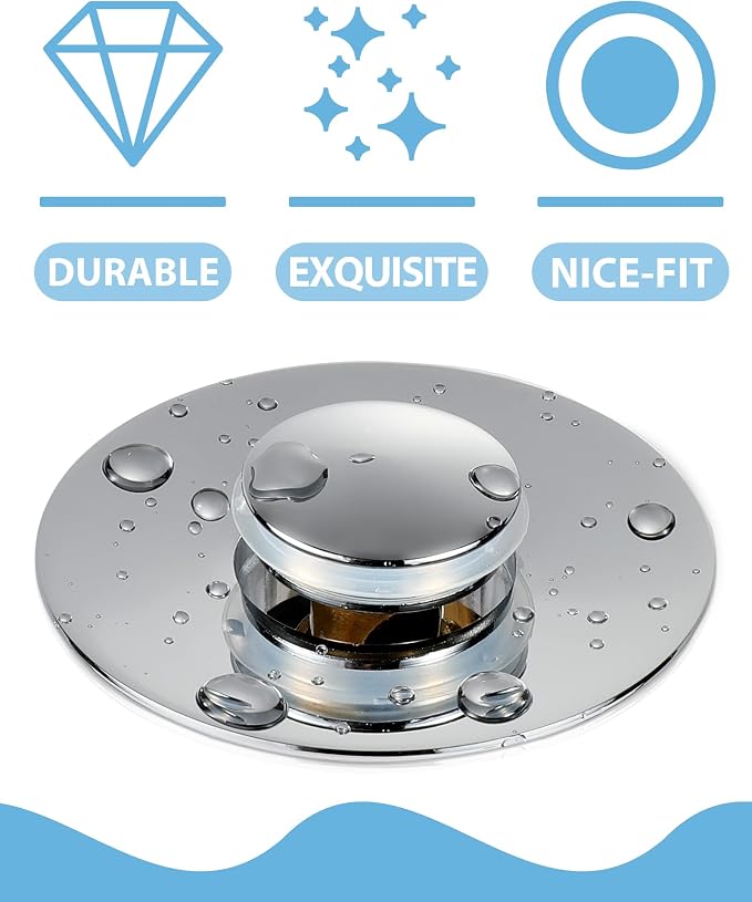 Bathroom Sink Stopper 4 Pack, Bathroom Sink Drain Strainer, Revolutionary Bathroom Accessories and Essentials (Chrome)
