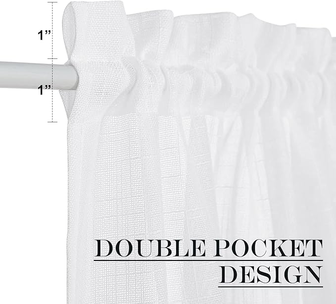 NICETOWN White Sheer Curtains for French Front Door, Short Curtains for Small Window, Sidelight Thermal Insulated Door Side Window Covering, W26 x L64, 1 Panel