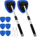 10 Pcs Windshield Cleaner Tool Car Window Cleaning Supplies with Extendable Handle Include 6 Washable Microfiber Bonnets 2 Empty 60ml Spray Bottle Glass Wiper Kit(Royal Blue) | Extendable Handle for Interior Windshield, 6 Washable Microfiber Bonnets, 2...