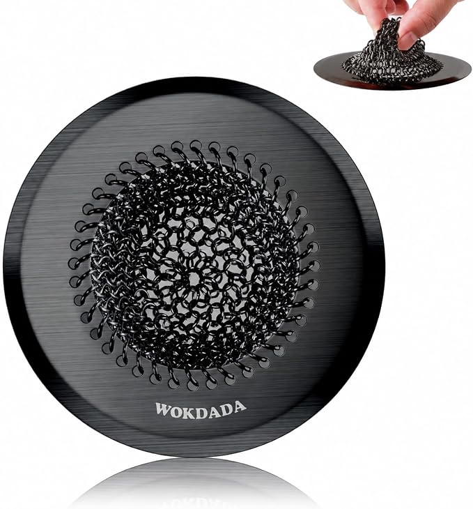 Sink Drain Strainer, Reversible Mesh Sink Strainer with 304 Stainless Steel, Wokdada Revolutionary Anti-Rust Kitchen Sink Drain Strainer for Garbage Disposal Food Catcher (Black)