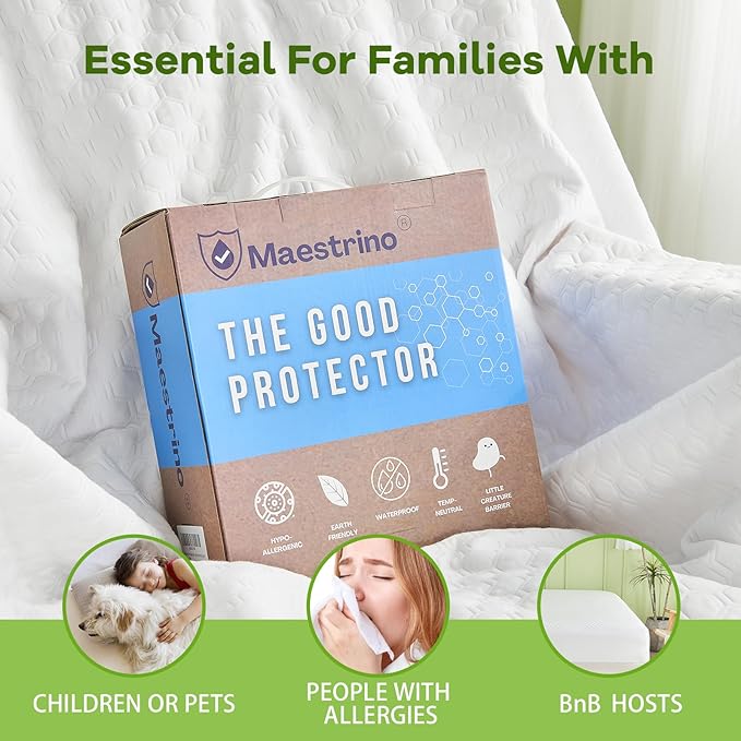 Luxury Queen Size Tencel Waterproof Mattress Protector Deep Pocket - Premium Cooling Bed Cover Pad - Hypoallergenic & Allergy-Friendly - Oeko-Tex Certified - Ultra Soft & Breathable