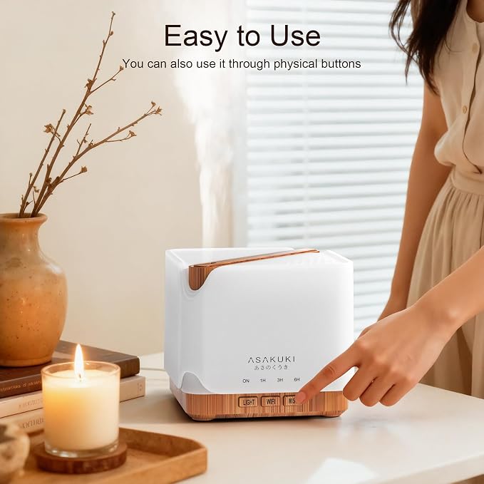 ASAKUKI Essential Oil Diffuser Smart WiFi Humidifier 700 ml | Easy Connect with Alexa and Google Home, Phone App & Voice Control, Customized Schedule Timers and LED Light