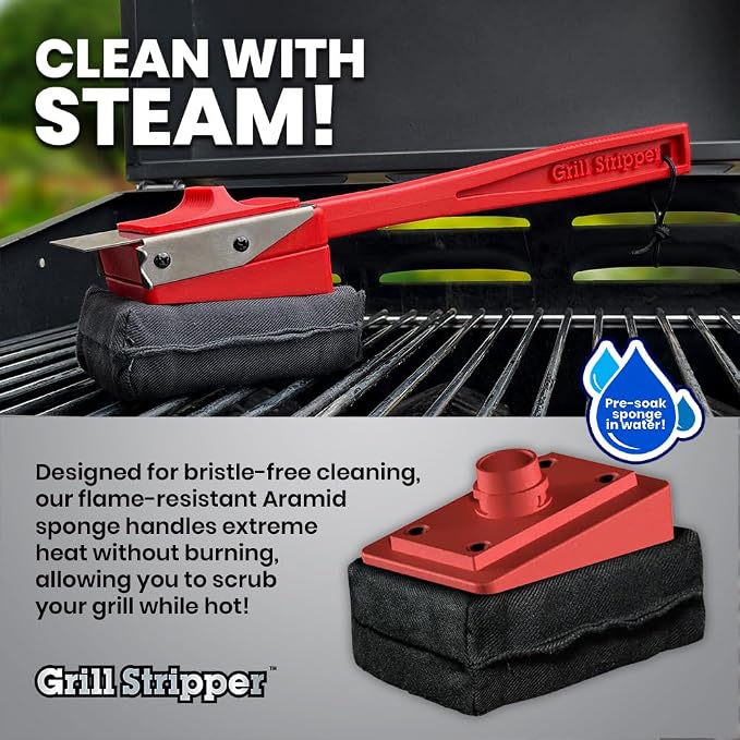 Grill Stripper Grill Cleaner for Outdoor Grill - Replacement Grill Sponge | Flame-Resistant Steam Sponge Refill for Grill Stripper BBQ Grill Cleaner For Outdoor Grill - Essential Grilling Accessories