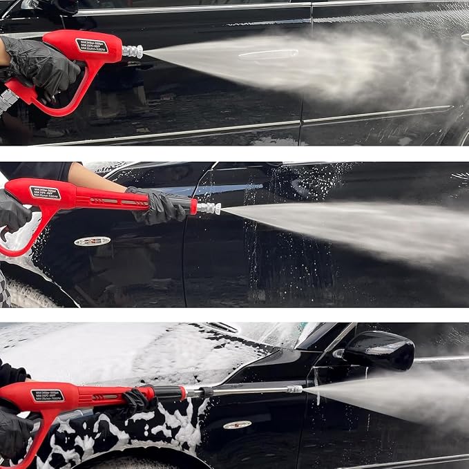 Pressure Washer Gun with Replacement Extension Wand, Upgraded Power Washer Gun with 5 Spray Nozzle Tips, M22 Fitting, 37 Inch, 3000 PSI