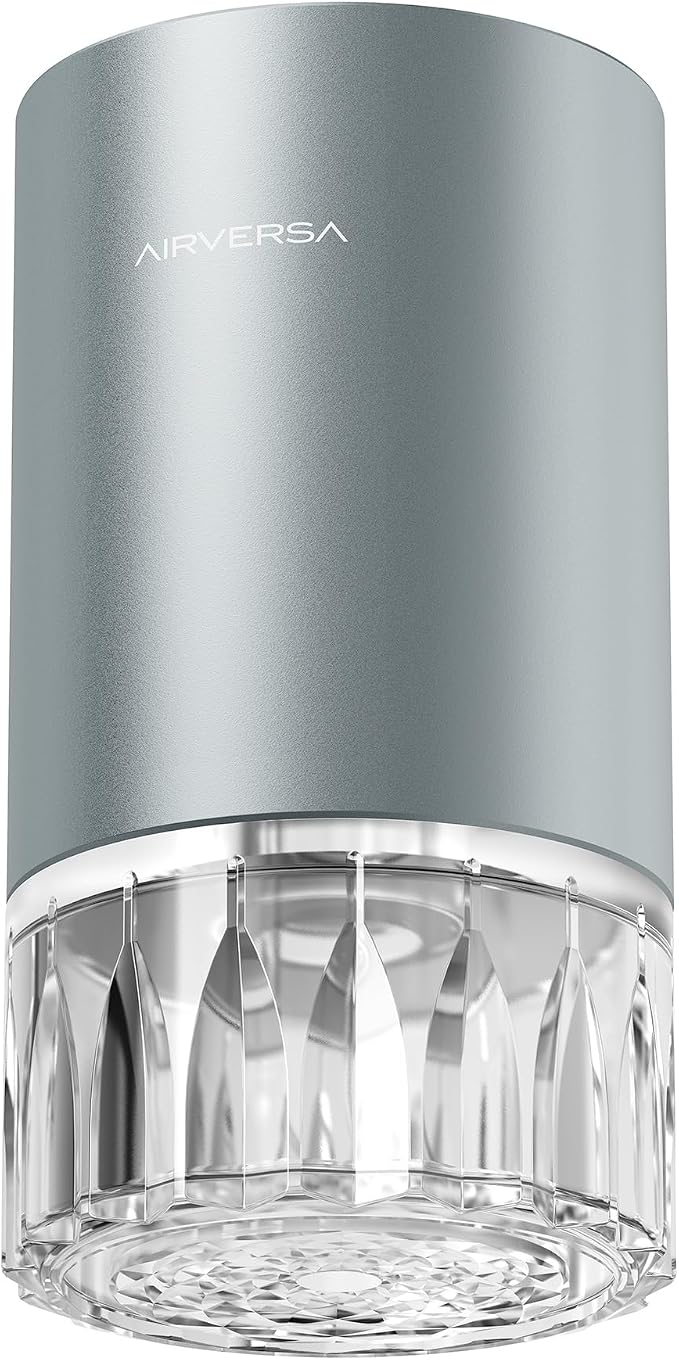Airversa RD1 Waterless Diffuser for Essential Oil for Home, Room, Gray | Up to 600 sq ft, Battery Operated, 100mL Capacity, Multi-mode Ambient Light, Mist Level and Timer Settings, Cold Air