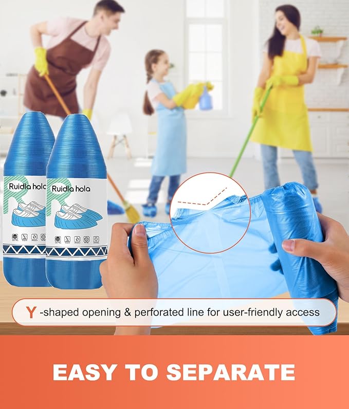 Shoe Covers Disposable Non Slip - 70‑Pack Compact Tear‑Off Roll, Waterproof CPE Boot Covers,Disposable Shoe Covers, Shoe Booties for Indoor Use, Home Cleaning, Real Estate (One Size Fits Most)