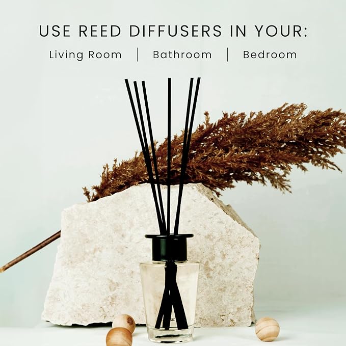 The Magic Scent Mahogany & Teakwood Oil Reed Diffuser Set, 3.4 Fl Oz | Premium Fiber Reeds for Gentle Dispersal. Lasting for Up to 2 Months. Natural, Non toxic Reed Diffusers for Home.