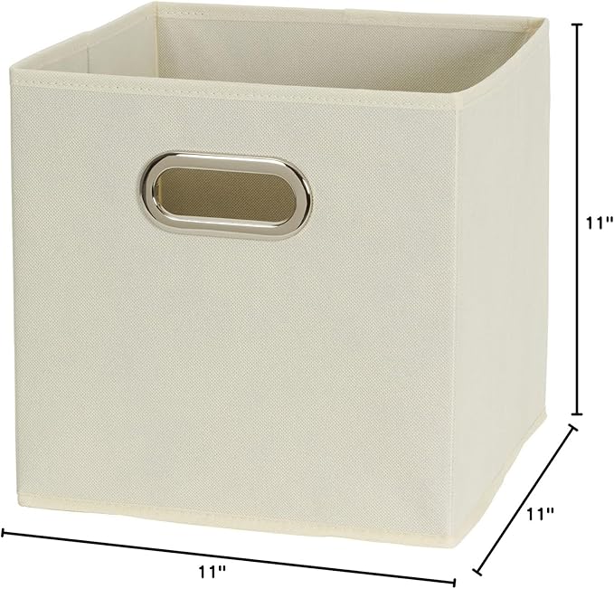 Household Essentials 82-1 Foldable Fabric Storage Bins | Set of 6 Cubby Cubes with Handles | Natural (Pack of 6)