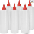 6-pack Plastic Squeeze Bottles for Sauces - 16oz Condiment Squeeze Bottles for Liquids - BPA Free Squirt Bottle with Twist Cap - Ketchup, Syrup, Oil, Dressings, Honey & Arts and Crafts