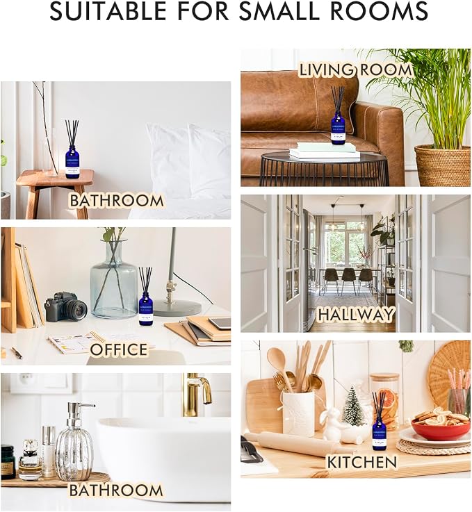 Xcleen Reed Diffuser Set with Sticks, Sandalwood Scented Oil Diffuser for Bathroom, Room Fresheners, Home Fragrance Bedroom Office Decor & Gift