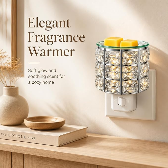 MeplLivs Warmers Pluggable Fragrance Warmer- Decorative Plug-in for Warming Scented Candle (Silver) | Decorative Plug-in Wax Melt Warmer for Home Decor, Silver Design, Gifts & Aroma
