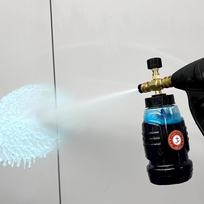 JOEJET Adjustable Chemical Injector for Pressure Washer with Bottle | Power Washer Soap Injector with 1/4 Inch Quick Connect, 3600 PSI, 1 Liter